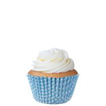 Forminha Mini Cupcake Impermeável Xadrez Azul Bebê c/45 - Mago Forminha Mini Cupcake Impermeável Xadrez Azul Bebê c/45 - Mago