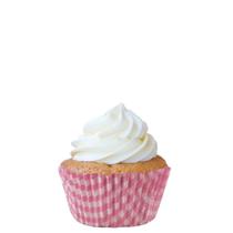 Forminha Mini Cupcake Impermeável Xadrez Rosa Bebê c/45 - Mago