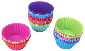 Forminha Para Mini Cupcake Muffin Silicone Kit Com 12