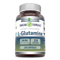 Fórmulas Asombrosas Suplemento de L-Glutamina 500 mg 250 Cápsulas