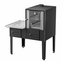 Forno Acoplado a Lenha Preto Chapa de Alumínio N01 Esq
