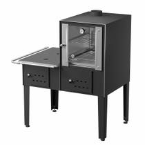 Forno Acoplado a Lenha Preto Chapa de Ferro Fundido N01 Esq