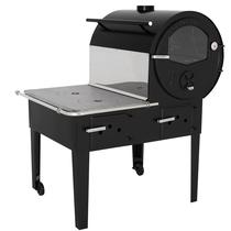 Forno Acoplado Lux Preto A Lenha Chapa F.f. Na Esquerda