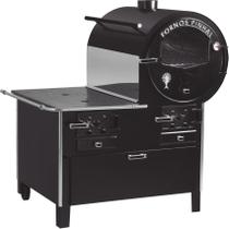 Forno acoplado prime preto com caixa para lenha