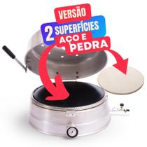 Forno de Pizza à Gás 40cm Tipo Italiano VALMAC D45 Profissional Dupla Superfície Chapa e Pedra