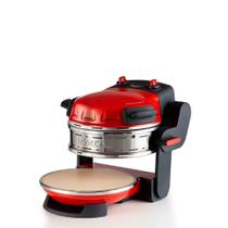 Forno de Pizza Ariete Elétrico Duplo para 2 pizzas em 4 minutos com pedras refratárias antiaderente vermelho