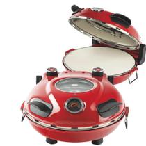 Forno de pizza elétrico completo Italiano para cozinhar em casa com a família Vermelho 110V para assar pães e tortas com prato de cerâmica e Duplo controle de Temperatura superior e inferior 430C