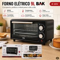 Forno Elétrico 9L 110V 220V 800W Compacto Controle Temperatura Timer Assadeira Grelha Prático Casa Forno Elétrico 9L 110V 220V 800W Compacto Controle Temperatura Timer Assadeira Grelha Prático Casa