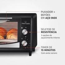 Forno Elétrico Mondial 6L 650W FR-09 Preto Compacto Timer 30min Termostato Grelha Retrátil