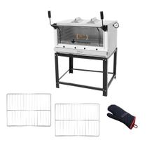 Forno Gás Industrial Infra Refratária Roma Inox 90 Firiv90 + 2 Grades Extra + Luva Térmica - Venâncio