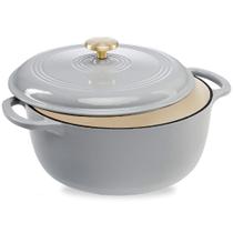 Forno Holandês Best Choice Products 6L - Ferro Fundido com Esmalte Cinza Francês