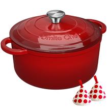 Forno holandês Umite Chef de ferro fundido esmaltado 5L com tampa e porta-panelas Forno holandês Umite Chef de ferro fundido esmaltado 5L com tampa e porta-panelas