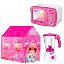Forno Infantil Microondas Luz Som + Barraca e Liquidificador Forno Infantil Microondas Luz Som + Barraca e Liquidificador