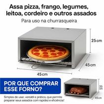 Forno Multo Uso para Churrasqueira com Grelha e Assadeira Forno Pizza Frango e Assados em Geral Medida 45x45