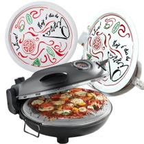 Forno para Pizza Grafite 220V Com Prato de pizza Porcelana