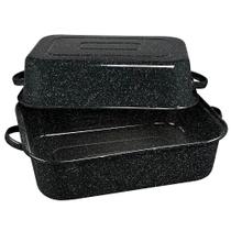 Forno Roaster Granite Ware Retangular de 21 polegadas com tampa preta