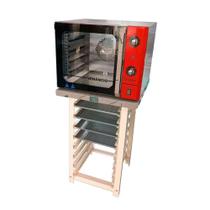 Forno Turbo Convec. Inox E Vermelho Fcsb4e 220v + Bancada Mes-004 + 4 Assadeiras - Venâncio 220v Forno Turbo Convec. Inox E Vermelho Fcsb4e 220v + Bancada Mes-004 + 4 Assadeiras - Venâncio 220v