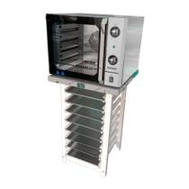 Forno Turbo Convec. Inox Fcsb4e 220v + Bancada Mes-004 + 8 Assadeiras - Venâncio 220v