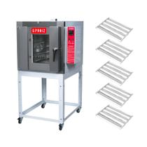 Forno Turbo Elétrico Profissional 5 Níveis 40x60 Fte 100 220v Gpaniz + 5 Esteiras Alumínio 100 Pães Forno Turbo Elétrico Profissional 5 Níveis 40x60 Fte 100 220v Gpaniz + 5 Esteiras Alumínio 100 Pães