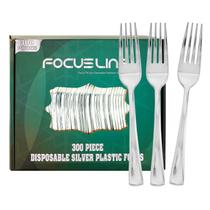 Forquilhas de plástico descartáveis FOCUSLINE Silver 300 Pack Forquilhas de plástico descartáveis FOCUSLINE Silver 300 Pack