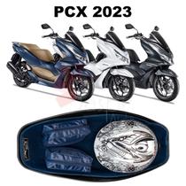 Forração Honda Pcx 160 2023 Acessório Forro Premium Baú Azul