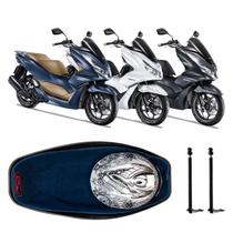Forração Honda Pcx 160 2023 Forro Baú Azul + 2 Antenas