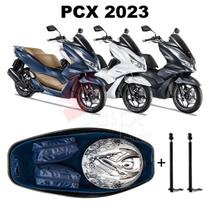 Forração Honda Pcx 160 2023 Forro Premium Azul + 2 Antenas