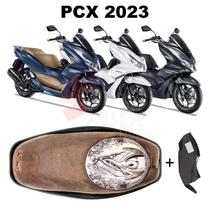 Forração Honda Pcx Dlx 2023 Baú Forro Bege + Guidão