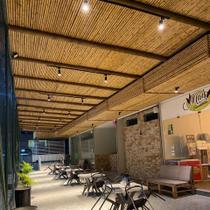 Forro de Bambu para pergolado 1,0 m² Cobertura esteira com decoração Sintético com verniz filtro UV Gazebo jardim