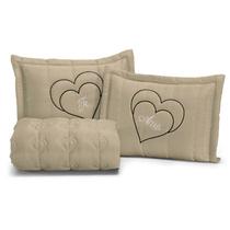 Forro de cama Te amo Casal 3 peças Bordado toque macio