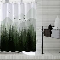 Forro de cortina de chuveiro LLSCL Green Forest Waterproof 180x180cm