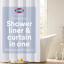 Forro de Cortina de Ducha Clorox 2 en 1 Tela Duradera 180x200 cm