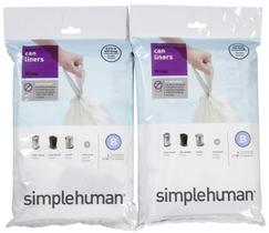 Forro de lata de lixo simplehuman Custom Fit B 6L 30 quilates, pacote com 2 unidades, branco Forro de lata de lixo simplehuman Custom Fit B 6L 30 quilates, pacote com 2 unidades, branco