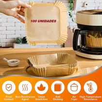 Forro de Papel QUADRADA Airfryer Tapete Antiaderente 100 Unidades