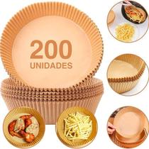 Forro Forma de Papel Airfryer Antiaderente Kit 200 Unidades Descartáveis Redonda 3 Camadas Adaptável Air Fryer 3L até 5L Cozimento Fácil Sem Óleo Forro Forma de Papel Airfryer Antiaderente Kit 200 Unidades Descartáveis Redonda 3 Camadas Adaptável Air Fryer 3L até 5L Cozimento Fácil Sem Óleo