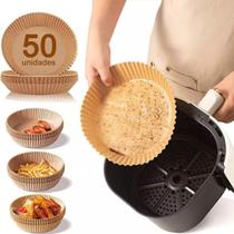 Forro Papel AirFryer Descartável Forma Anti aderente 50un Redondo Grande Fritadeira