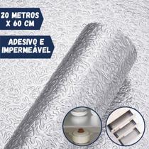 Forro Protetor Adesivo para Cozinha Armários Gavetas Impermeável Alumínio 20mx60cm - Universal Vendas