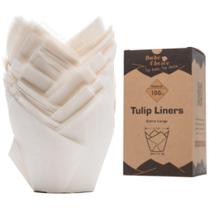 Forros de cupcake Bake Choice Tulip, 100 unidades grandes, 6x9,5 cm, brancos