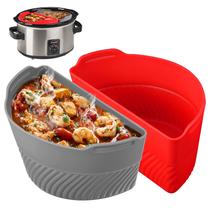 Forros de fogão lento de silicone Vickes para panela elétrica 6L vermelho+cinza