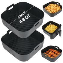 Forros de fritadeira de silicone BYKITCHEN de 9 polegadas quadradas (conjunto de 2) Forros de fritadeira de silicone BYKITCHEN de 9 polegadas quadradas (conjunto de 2)