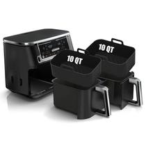 Forros para Air Fryer MMH de Silicone 10QT Reutilizáveis 2 Unidades Preto Forros para Air Fryer MMH de Silicone 10QT Reutilizáveis 2 Unidades Preto