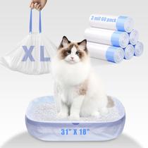 Forros para caixa de areia para gatos Frnoip 79 x 46 cm, 3 MIL, pacote com 60 Forros para caixa de areia para gatos Frnoip 79 x 46 cm, 3 MIL, pacote com 60