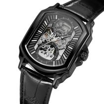 Forsining relógio de pulso, retrô, clássico,Preto com Fundo Preto, azul, mãos, transparente,de luxo