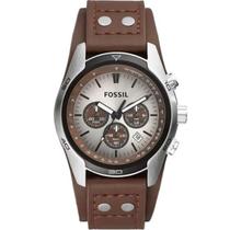 Fossil masculino analógico cronógrafo couro/prata ch2565/0mn