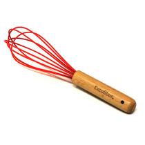 Fouet Batedor Manual Silicone E Madeira Utensílio 26cm Cabo de Bambu Ovos e Massas Utensílio Cozinha