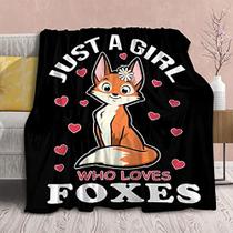 Fox cobertor de pelúcia animal presente para as mulheres crianças Fleece Throws-Just A Girl Who Loves Foxes Lightweight Plush Toddler Christmas Decor Super Soft Flannel Blankets for Bedding Chair-60 x50 for Teen