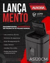 Fragmentadora Aurora AS120CM Auto 120 Folhas Micropartículas P-4 Cesto 19L Fragmentadora Aurora AS120CM Auto 120 Folhas Micropartículas P-4 Cesto 19L