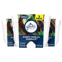 Fragrance Candle Glade Sheer Vanilla Embrace com 3 mechas de 200 ml, pacote com 3