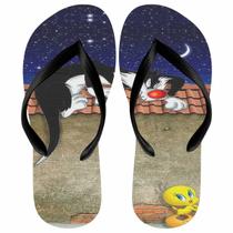 Frajola e piu piu Chinelo looney tunes Piupiu disney Preto. Presente desenho Infantil menina menino