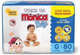 Fralda 1 Pacote Bag Turma da Monica Baby Hiper Tam. G 80 Fraldas - 8 a 13Kg